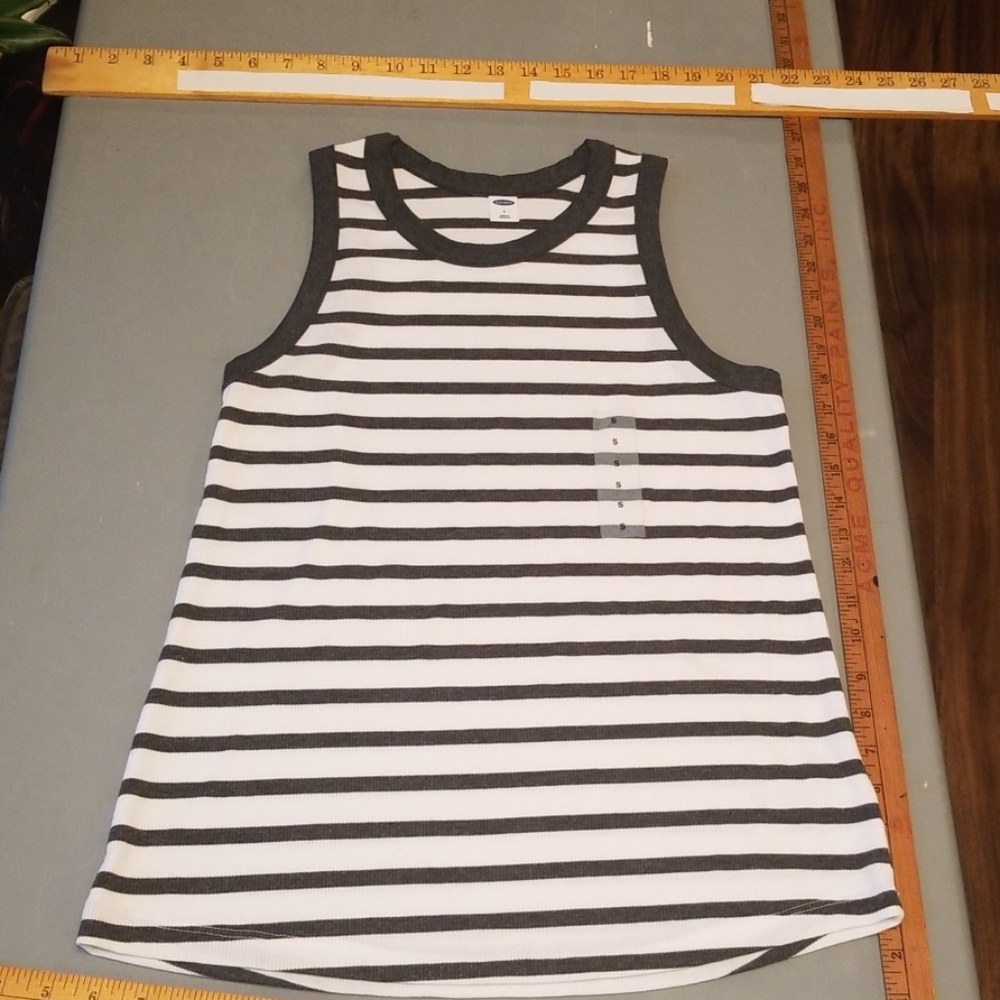 small grey & white striped tank